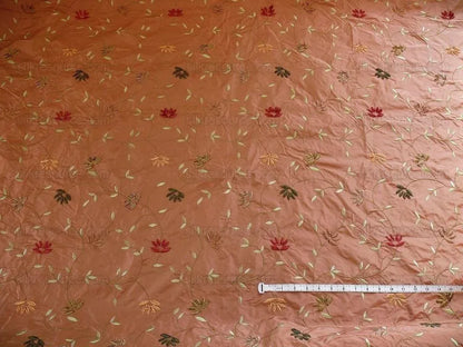 Kravet Silk Taffeta Chenille Flower Copper Red 7.5y