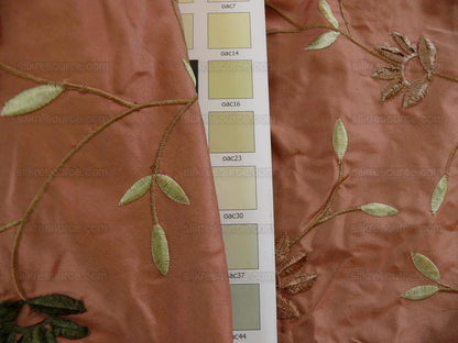 Kravet Silk Taffeta Chenille Flower Copper Red 7.5y