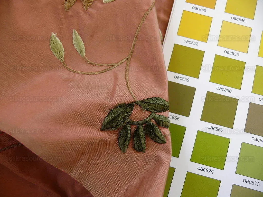 Kravet Silk Taffeta Chenille Flower Copper Red 7.5y