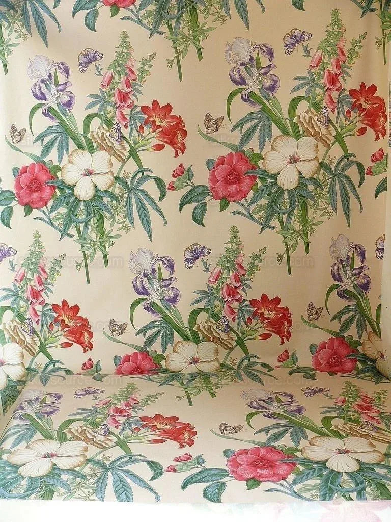 Lee Jofa Gloriana  Butterfly Garden Iris Ocra Camelia Foxglove Chintz MSRP USD 196/y