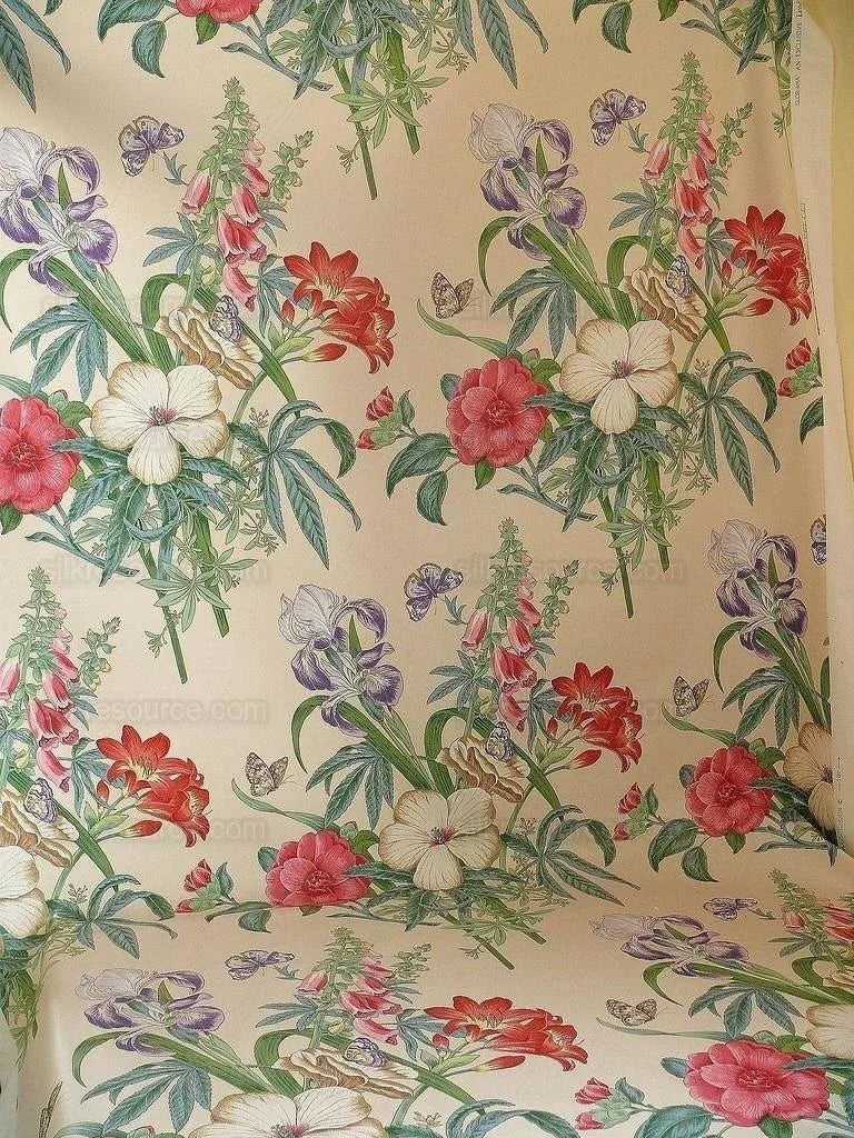 Lee Jofa Gloriana  Butterfly Garden Iris Ocra Camelia Foxglove Chintz MSRP USD 196/y