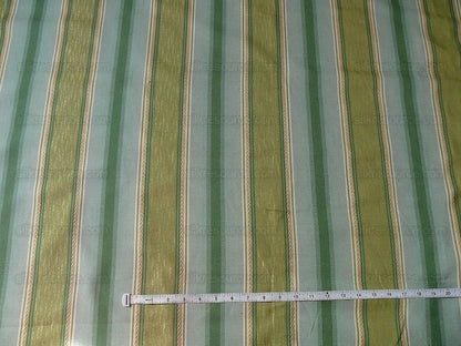 Lee Jofa Bancroft Stripe Leaf Mint Green Blue &amp; Gold Linen Stripe France