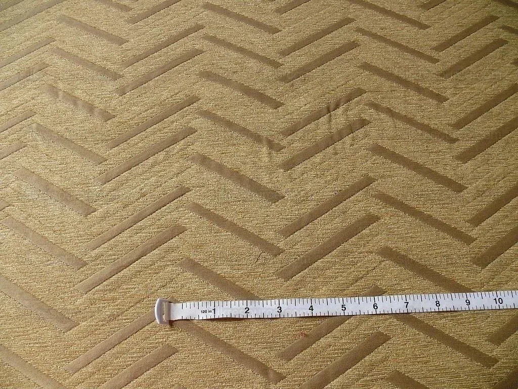 Lee Jofa Nehri Silk Chenille Ochre Herringbone Gold Purple chevron MSRP USD236/y