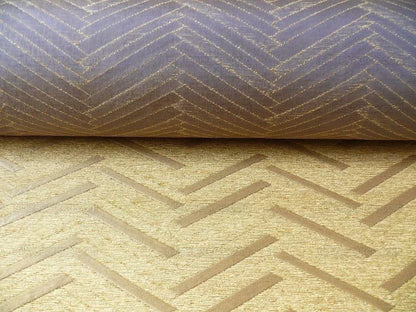Lee Jofa Nehri Silk Chenille Ochre Herringbone Gold Purple chevron MSRP USD236/y