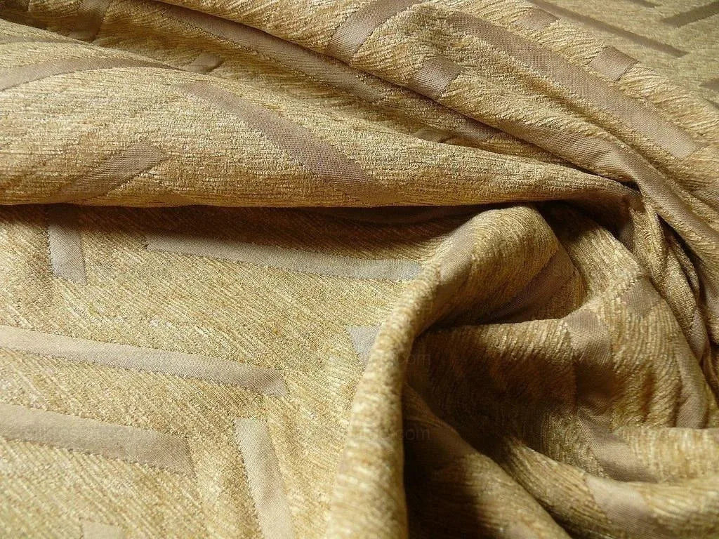 Lee Jofa Nehri Silk Chenille Ochre Herringbone Gold Purple chevron MSRP USD236/y