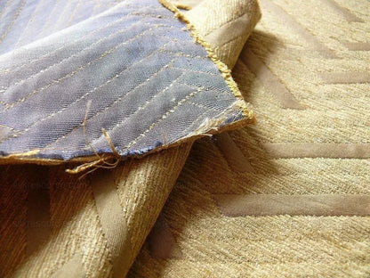 Lee Jofa Nehri Silk Chenille Ochre Herringbone Gold Purple chevron MSRP USD236/y