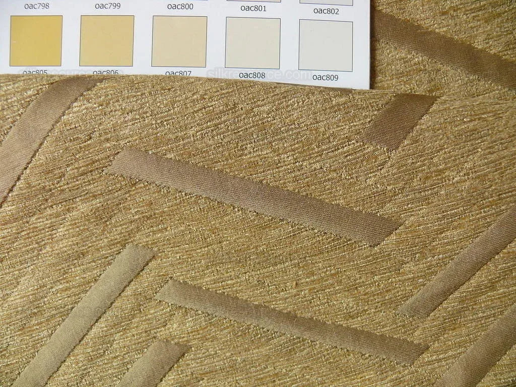 Lee Jofa Nehri Silk Chenille Ochre Herringbone Gold Purple chevron MSRP USD236/y