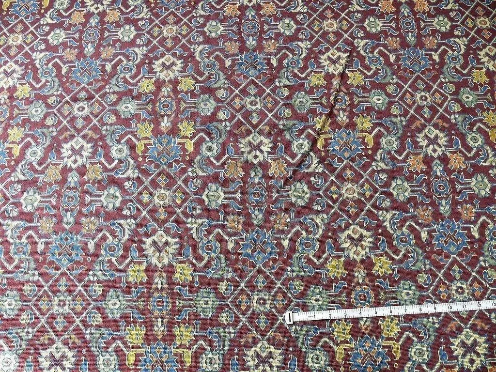 LEE JOFA LICHFIELD EPINGLE "PORT" GROS POINT RUG MAROON IKAT KIL