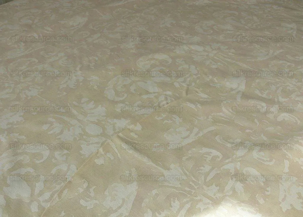 Peter Fasano Hand Printed Cotton Sandhurst Stried Damask Gold Cream Cotton Fortuny Style