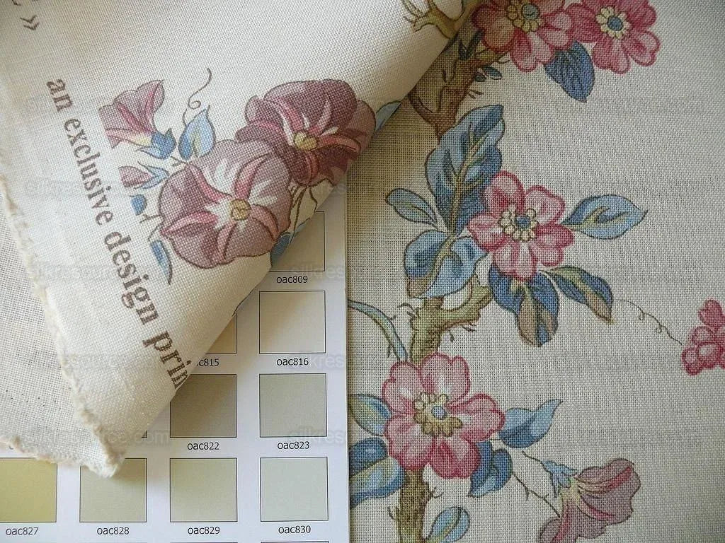 Lee Jofa Ramage Print Eggshell Blue Pink Green Linen Chintz Tree Of Life MSRP USD 176/y