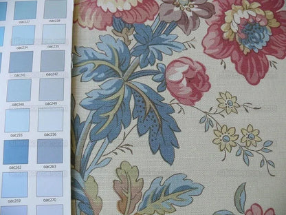 Lee Jofa Ramage Print Eggshell Blue Pink Green Linen Chintz Tree Of Life MSRP USD 176/y