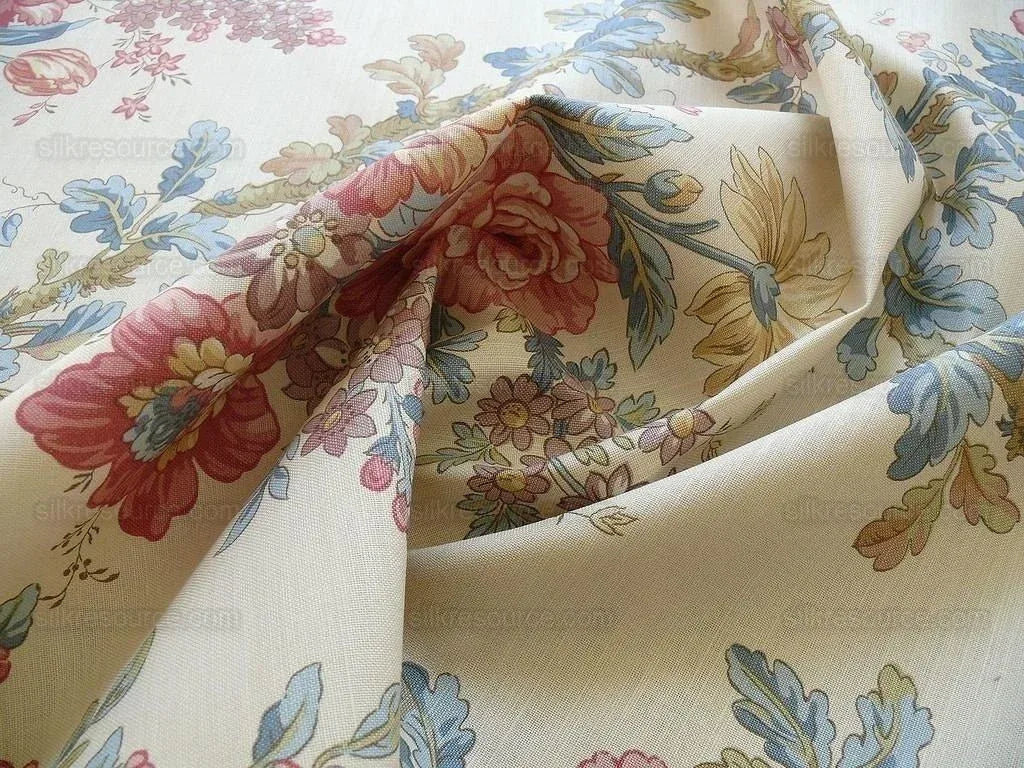 Lee Jofa Ramage Print Eggshell Blue Pink Green Linen Chintz Tree Of Life MSRP USD 176/y