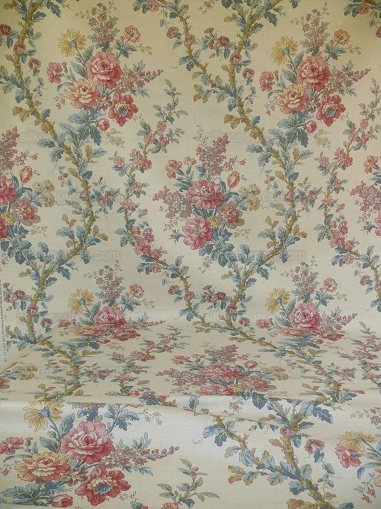 Lee Jofa Ramage Print Eggshell Blue Pink Green Linen Chintz Tree Of Life MSRP USD 176/y