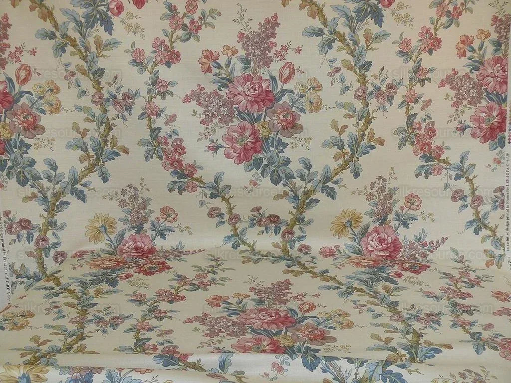 Lee Jofa Ramage Print Eggshell Blue Pink Green Linen Chintz Tree Of Life MSRP USD 176/y