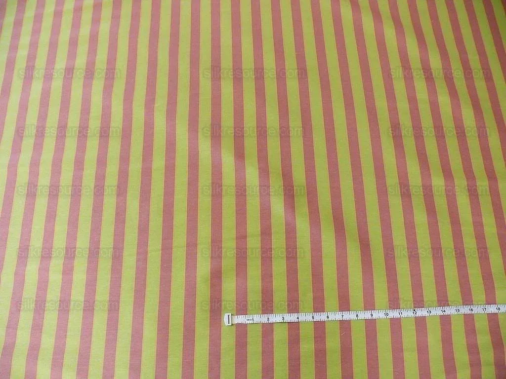 Lee Jofa Italian Silk &amp; Linen Penrith Stripe Spring Green &amp; Tulip MSRP USD 236/Y