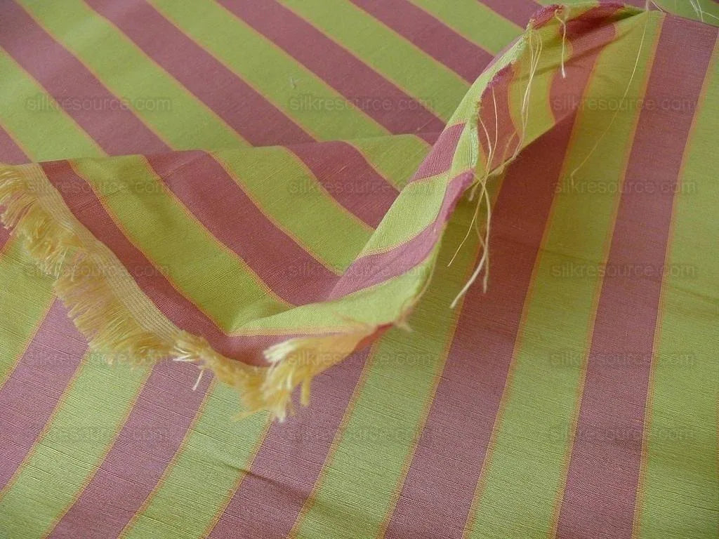 Lee Jofa Italian Silk &amp; Linen Penrith Stripe Spring Green &amp; Tulip MSRP USD 236/Y