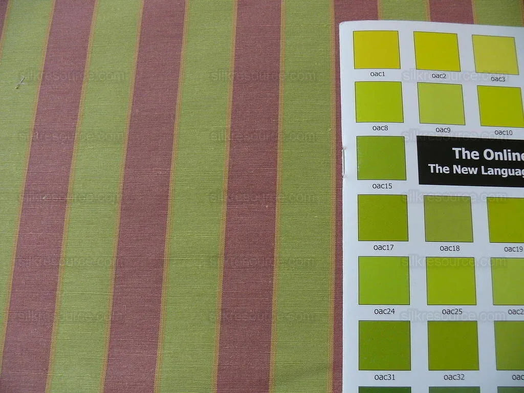 Lee Jofa Italian Silk &amp; Linen Penrith Stripe Spring Green &amp; Tulip MSRP USD 236/Y