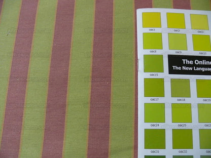 Lee Jofa Italian Silk &amp; Linen Penrith Stripe Spring Green &amp; Tulip MSRP USD 236/Y