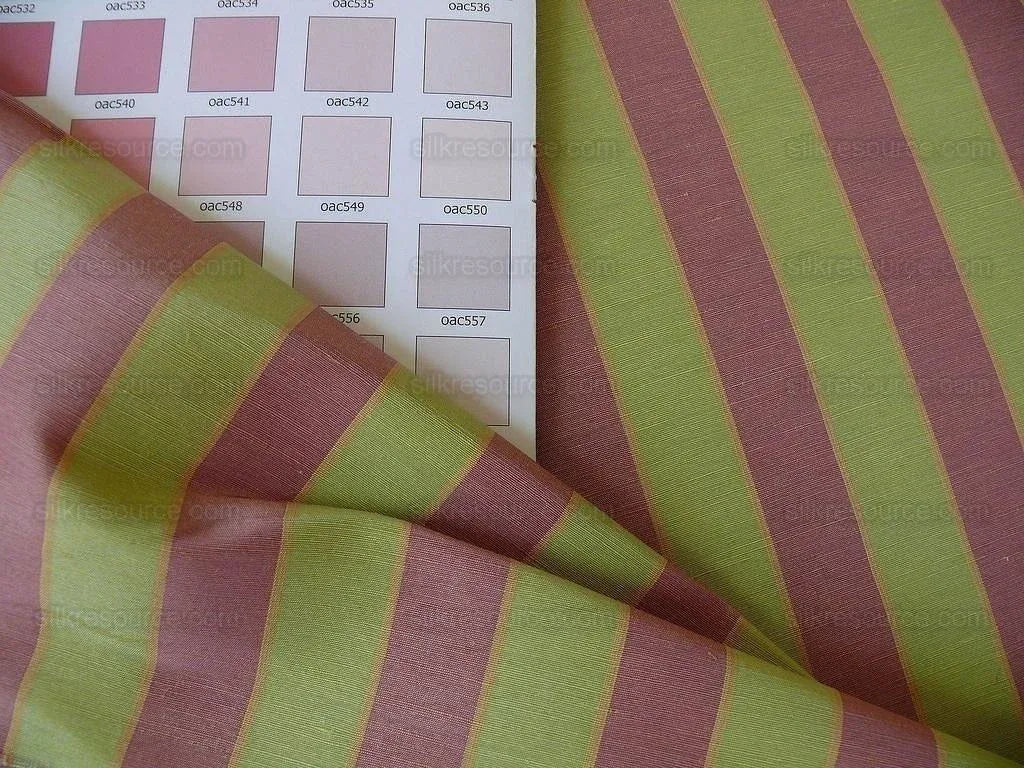 Lee Jofa Italian Silk &amp; Linen Penrith Stripe Spring Green &amp; Tulip MSRP USD 236/Y