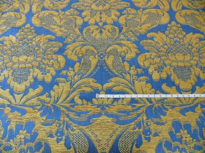 Bty Lee Jofa Middlecrest Chenille Grand Damask Royal Blue Gold Yellow from France