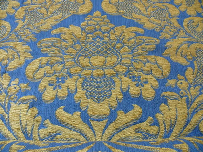 Bty Lee Jofa Middlecrest Chenille Grand Damask Royal Blue Gold Yellow from France