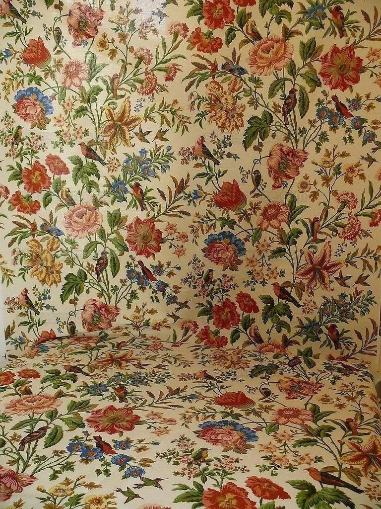 Lee Jofa "aylesbury" Print Linen Peony Lili Tulip Hummingbird Ms