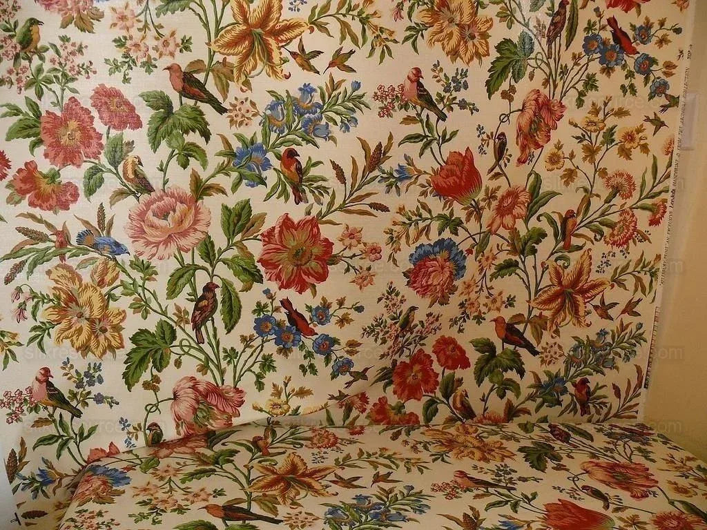 Lee Jofa "aylesbury" Print Linen Peony Lili Tulip Hummingbird Ms