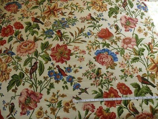 LEE JOFA "AYLESBURY" PRINT LINEN PEONY LILI TULIP HUMMINGBIRD MS