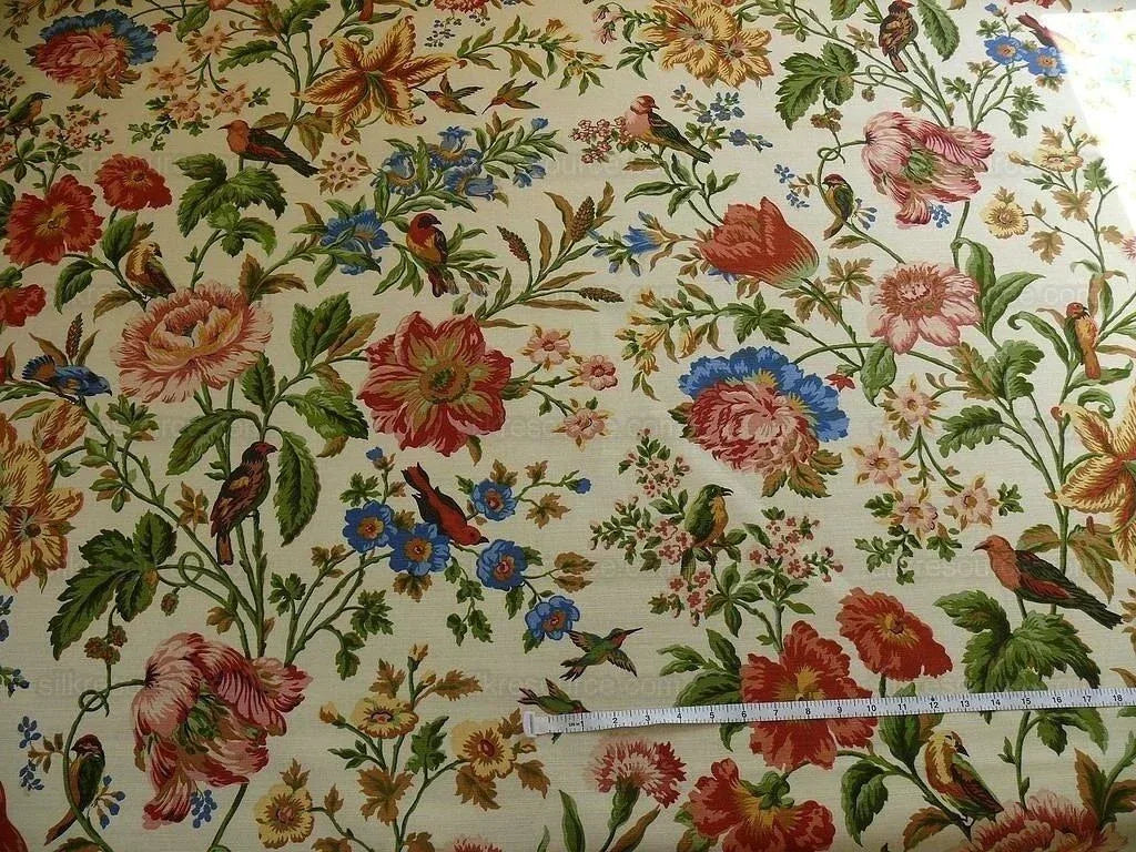 Lee Jofa "aylesbury" Print Linen Peony Lili Tulip Hummingbird Ms