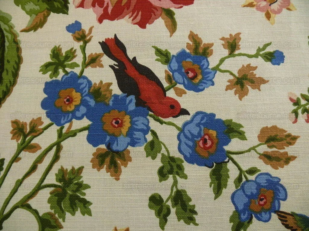 Lee Jofa "aylesbury" Print Linen Peony Lili Tulip Hummingbird Ms