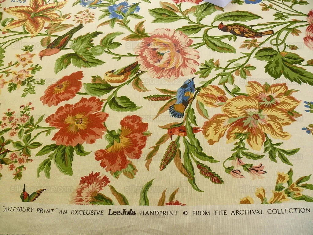 Lee Jofa "aylesbury" Print Linen Peony Lili Tulip Hummingbird Ms