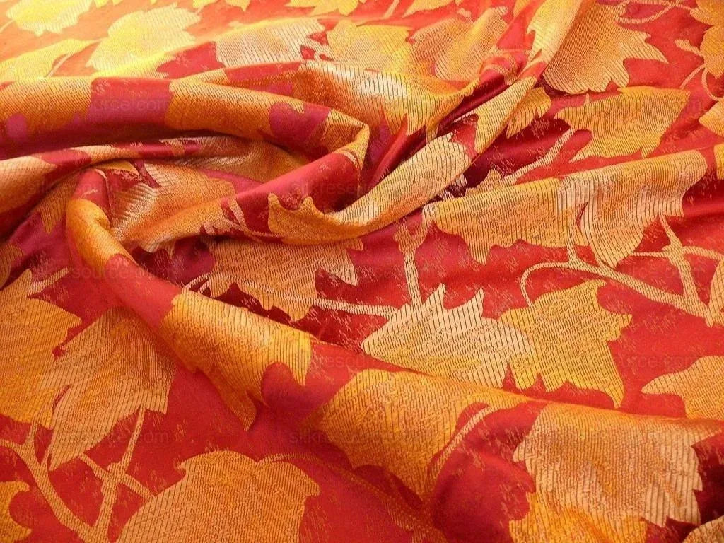 Lee Jofa/groundworks Japanese Maple Garnet Red Gold Silk Wabi Sabi MSRP USD296/yard