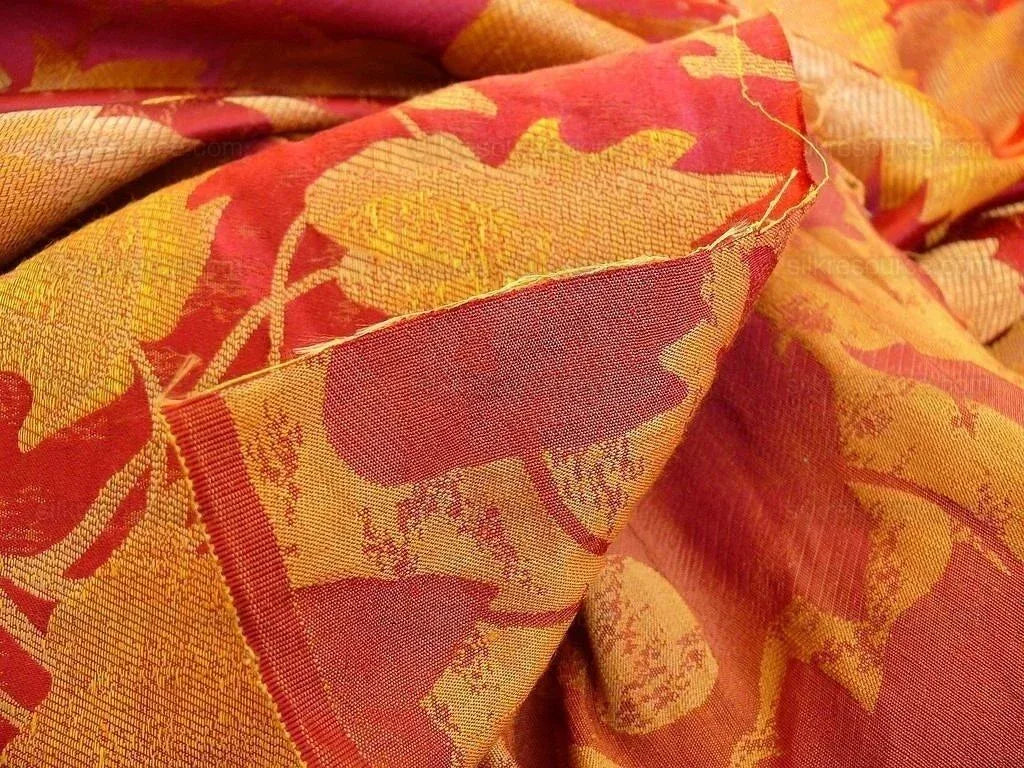 Lee Jofa/groundworks Japanese Maple Garnet Red Gold Silk Wabi Sabi MSRP USD296/yard