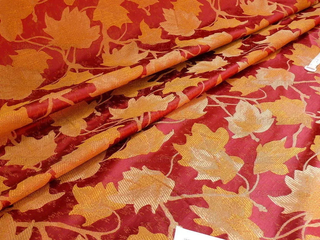 Lee Jofa/groundworks Japanese Maple Garnet Red Gold Silk Wabi Sabi MSRP USD296/yard