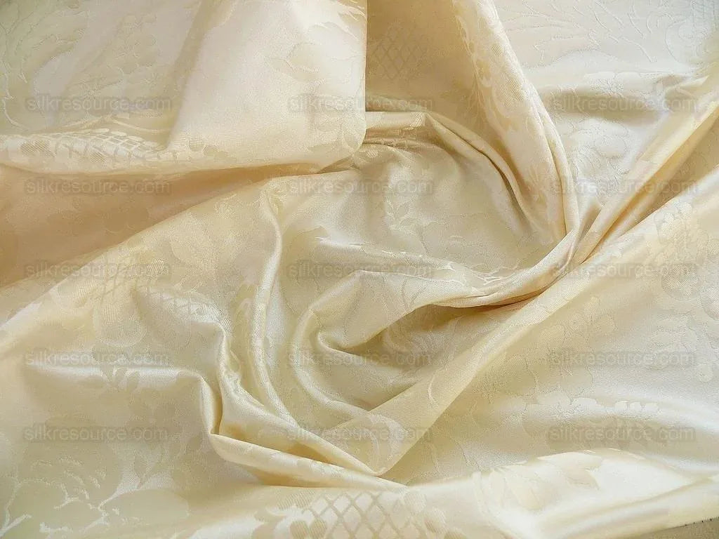 Lee Jofa Victoria Silk Damask Ivory Pearly White Lace+pearl+tuli