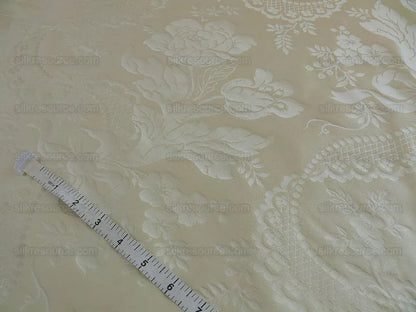 Lee Jofa Victoria Silk Damask Ivory Pearly White Lace+pearl+tuli