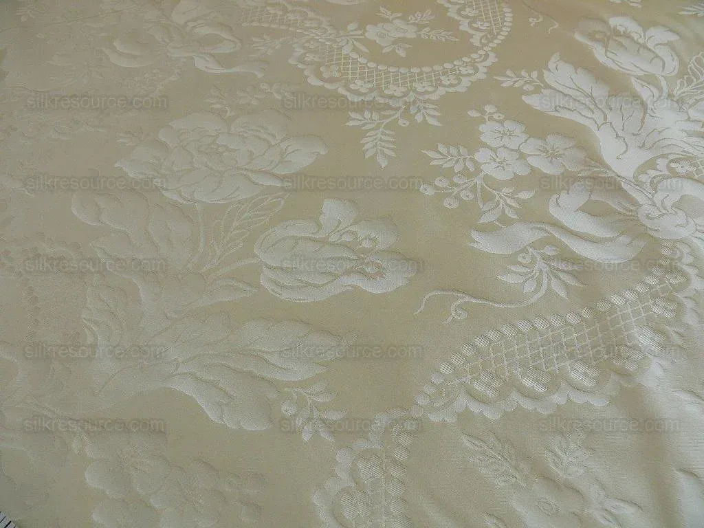 Lee Jofa Victoria Silk Damask Ivory Pearly White Lace+pearl+tuli