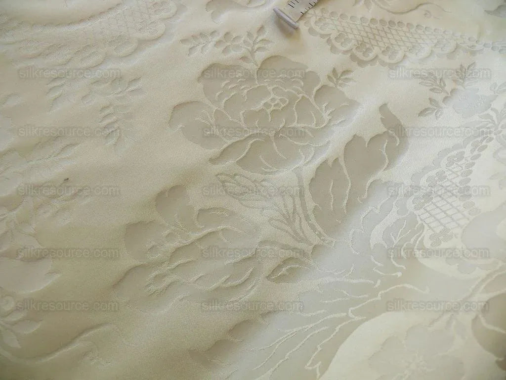 Lee Jofa Victoria Silk Damask Ivory Pearly White Lace+pearl+tuli