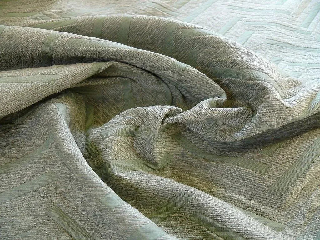 By Yard Lee Jofa Nehri Silk Chenille Ochre Herringbone Mist