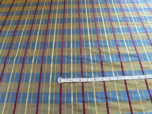 By Yd Lee Jofa Dorchester Plaid Silk Imperial Royal Blue Purple Gold Taffeta Red Plum MSRP USD130/y