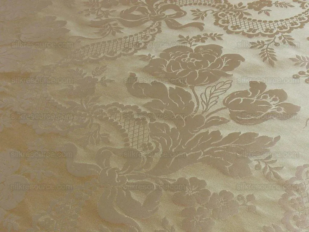 Lee Jofa Victoria Silk Damask Cream Champagne Lace+pearl+tulip B