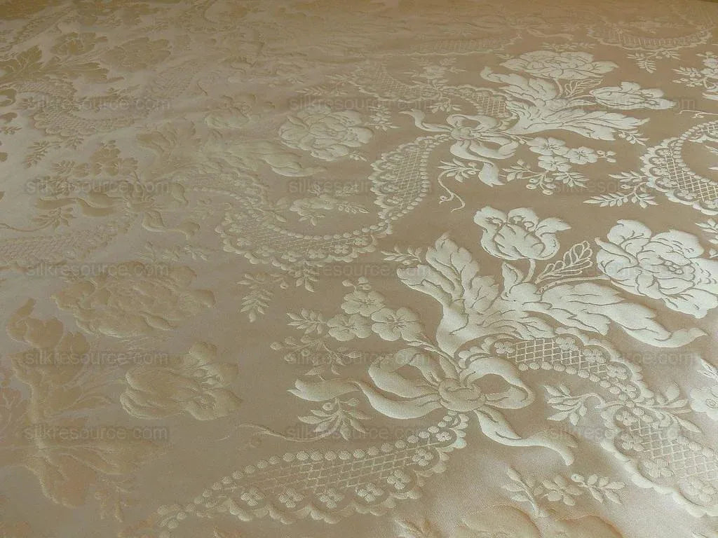 Lee Jofa Victoria Silk Damask Cream Champagne Lace+pearl+tulip B