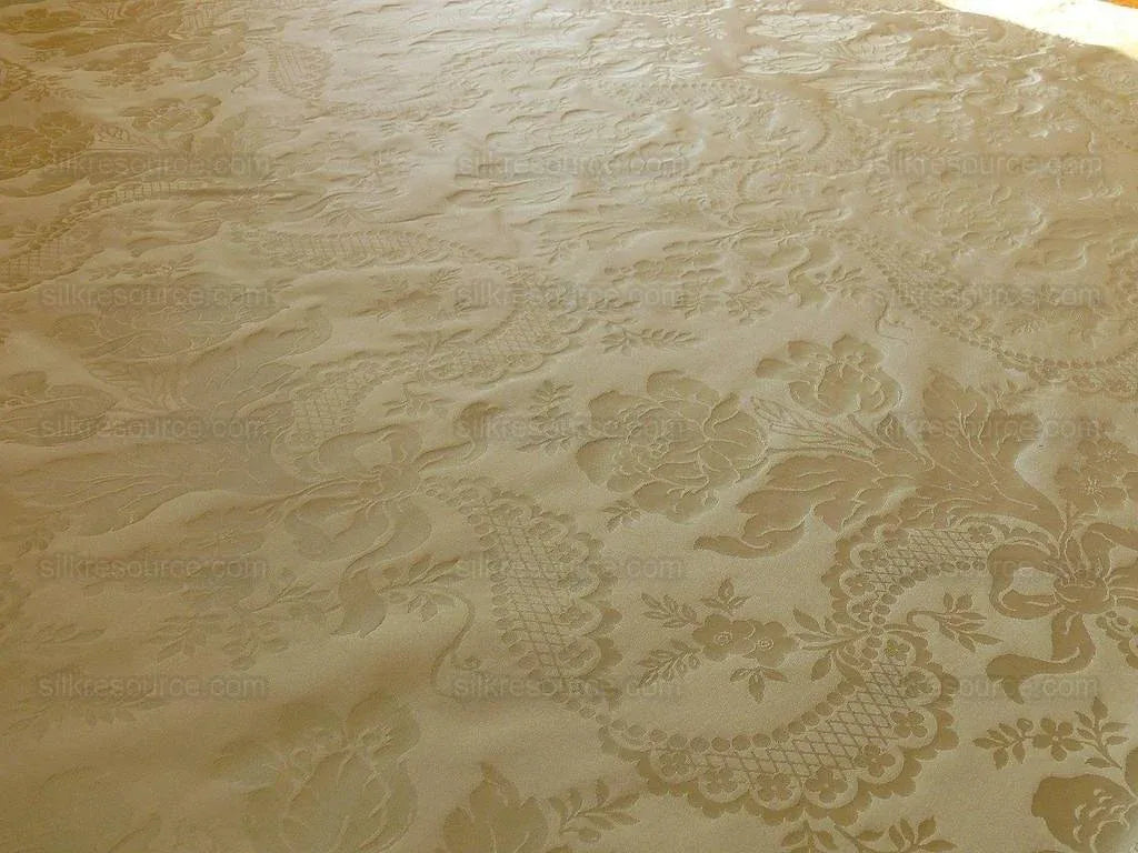 Lee Jofa Victoria Silk Damask Cream Champagne Lace+pearl+tulip B