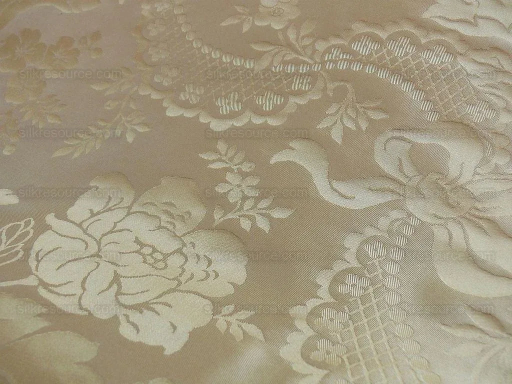 Lee Jofa Victoria Silk Damask Cream Champagne Lace+pearl+tulip B