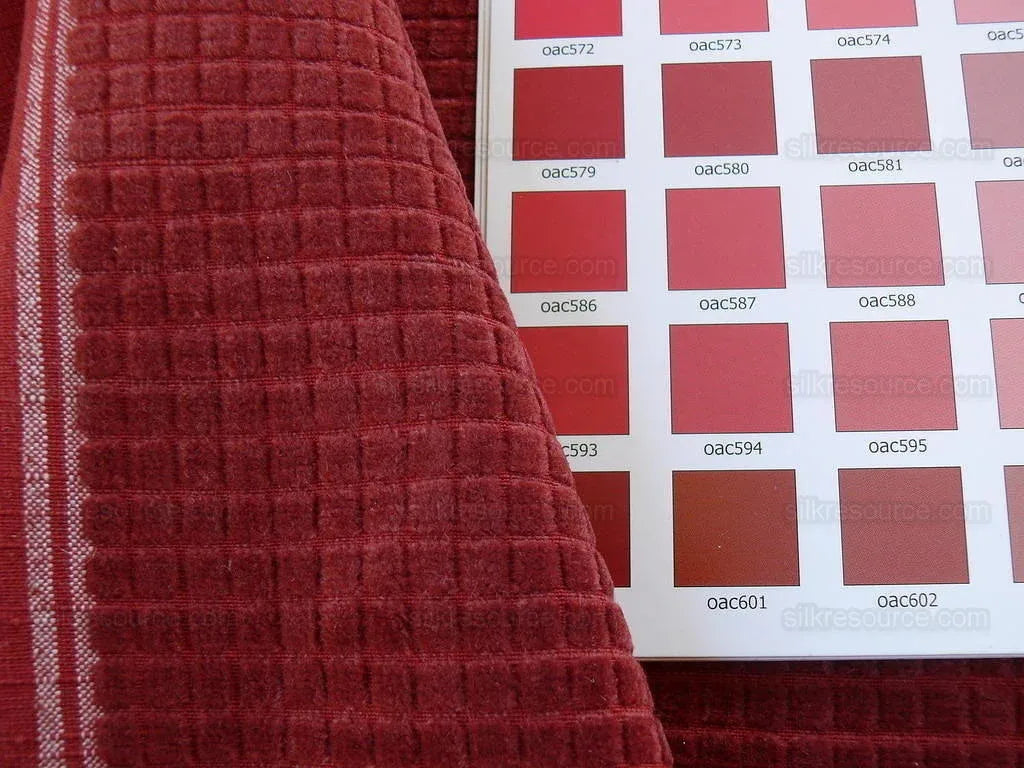 2.75y Lee Jofa Ruby Red Square Pushbutton Velvet 100% Linen