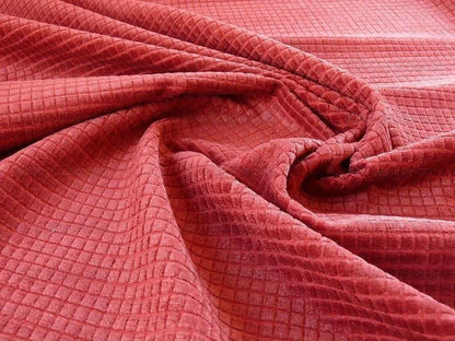 2.75y Lee Jofa Ruby Red Square Pushbutton Velvet 100% Linen