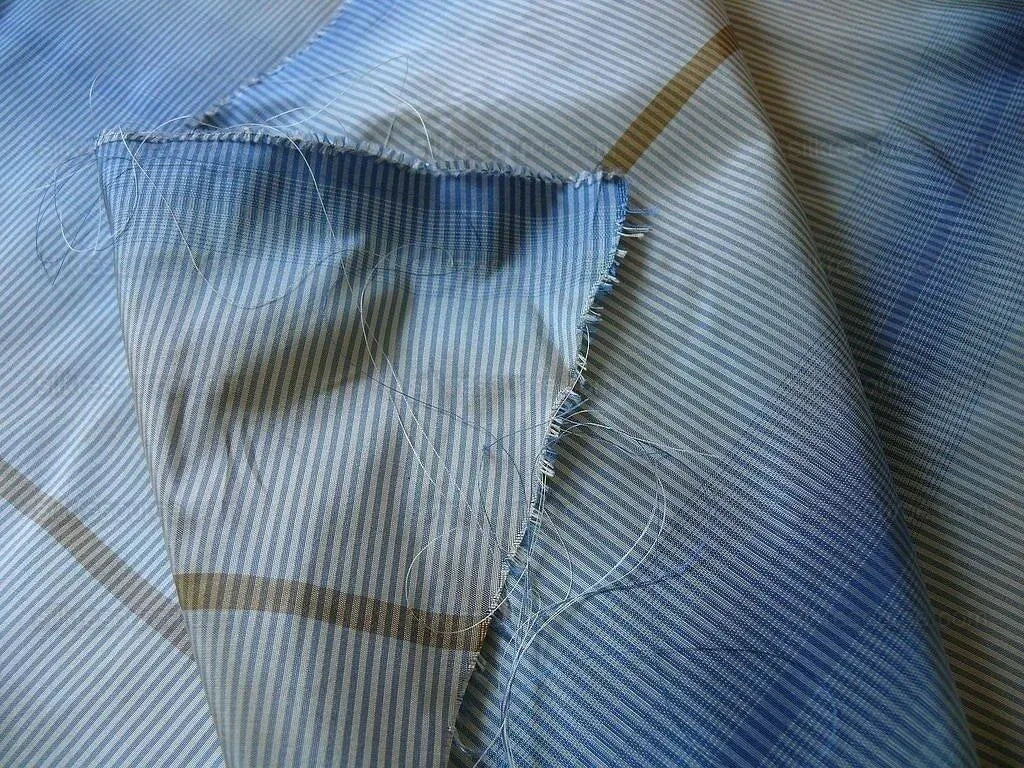 Lee Jofa Murano Silk Stripe Indigo Blue Copper Brown Beige Strie Bty MSRP USD 268/y