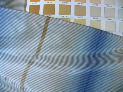 Lee Jofa Murano Silk Stripe Indigo Blue Copper Brown Beige Strie Bty MSRP USD 268/y