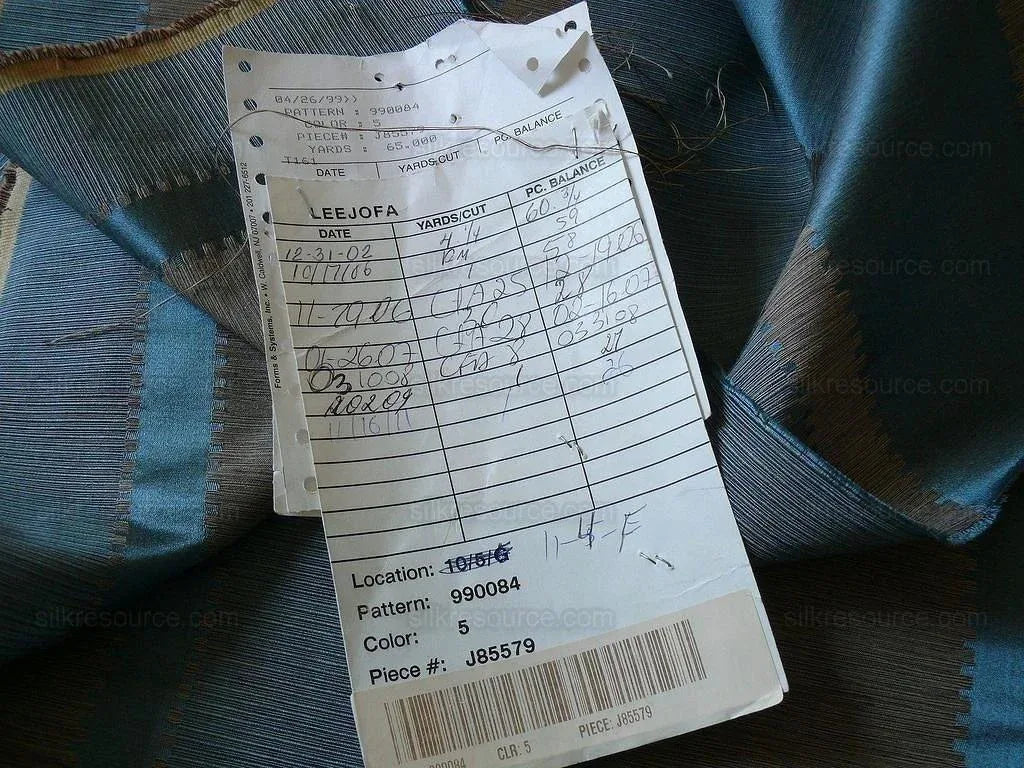 Lee Jofa Positano Stripe Lapis Teal Blue Smoke Silk Cotton Jacquard Modern Jewel Reversible MSRP USD 298/Y