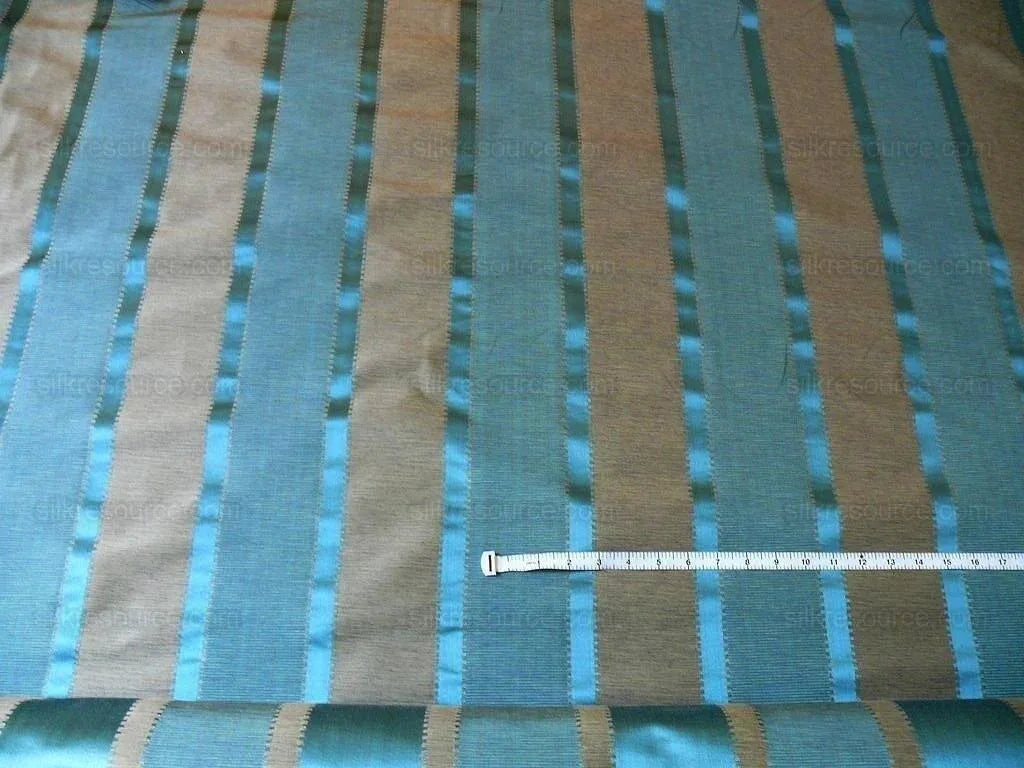 Lee Jofa Positano Stripe Lapis Teal Blue Smoke Silk Cotton Jacquard Modern Jewel Reversible MSRP USD 298/Y